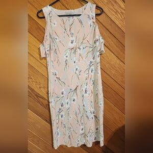 Belle and Sky pink and blue floral print cold shoulder dress size medium